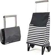 Rolser RS-102PL Folding Shopping Cart, Plagamatic Marina, Black, 1.4 gal (40 L), Large Capacity, Compact, Quiet, Lightweight, Smooth Steps, Made in Spain