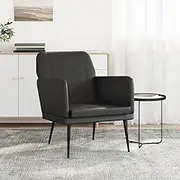 Black Faux Leather Armchair, Padded Modern Recliner Chair for Living Room, Space Saving Single Sofa Seat, Adjustable Reclining Lounge for Small Spaces