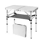 Folding Picnic Table, Small Camping Table with Adjustable Heights, Portable L...