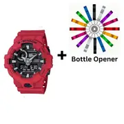 Casio G-Shock Red Analogue/Digital Mens Watch GA700-4A GA-700-4A Bottle Opener Bundle