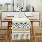 Table Runner 14 x 72inch Cotton Crochet Lace with Tassels for Home Dining Table