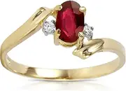 [Galaxy Gold GG] Galaxy Gold14k Solid Yellow Gold Ring with Natural Diamonds and Oval-Shaped 0.71 Carat Ruby
