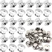 Paifeancodill Metal Pins Backs Locking, 50 Pcs Metal Pins Backs Locking Pins, Metal Lock Clamps Pin Backs Locking Clasps, Metal Pin Keepers Locking Clasp Locking Flat Metal Pin Keepers Locking Clasps