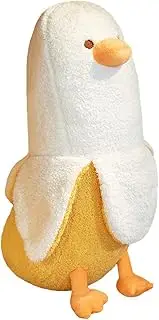 Banana Duck Plush Toy 35.5'',Cute Plushies Big Banana Stuffed Animal,Duck Plushie Long Plush Pillow,Funny Hugging Pillow Sleeping Cushion Soft Gifts for Boys Girls Birthday Christmas(White)