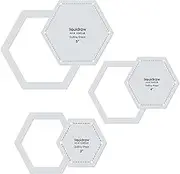 Liquidraw Quilting Templates & Rulers for Patchwork Acrylic Stencils Set of 3 Hexagon, Hearts, Square & Stars (Hexagon Set of 3)