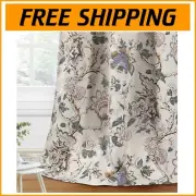 Blackout Curtains 84" Length with Antique Floral Design - Energy Saving Set of 2