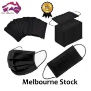 50 Black FaceMask Disposable Nonsurgical Black Mouth Masks Certified 3layer Mask