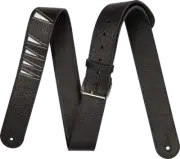 Jackson LEATHER Shark Fin Pattern Guitar Strap, Black and White, 2" Wide