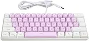 60% Wired Gaming Keyboard, RGB Backlit Mini Keyboard, 61 Keys Compact USB Keyboard with Mixed Color Keycaps, Ergonomic Gaming Keyboard for Windows Laptop PC (White Purple)