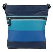 Franco Bonini - 1304 Striped leather shoulder bucket bag - Blue Multi