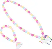 [FRCOLOR] Unicorn Necklace Bracelet Set 2pc Girls Beaded Bracelet Kit for Birthday Parties Dress-up