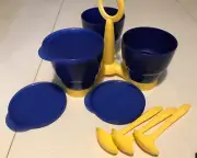 Tupperware Vintage Brand New Condiment Serving Set Blue Yellow New