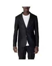 Antony Morato Black Linen Suit Classic Fit Men Suits & Blazers