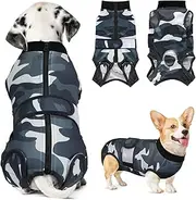 SlowTon Dog Surgery Recovery Suit, Dog Cone E-Collar Alternative After Surgery with Zipper Professional Pet Recovery Shirt Abdominal Wounds Bandages Preventing Licking Spay Suit