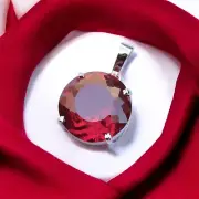 Natural Certified 44 + Ct Red Ruby Gemstone 925 Solid Silver Pendant Neckless