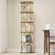 5 Tier Rotating Bookshelf, 360 ° Display Stackable Spinning Bookshelf Tower,