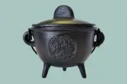 Tree of Life Cast Iron Cauldron with Lid