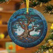 Tree of Life Yule Pagan Holiday YGDRASSIL Glass Ornament