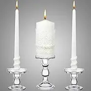 Irenare Unity Candles with Holder for Wedding Ceremony Wedding Decortions Accessories Glass Candle Holder Pillar Candle for Formal Events Church(Classic Style)