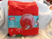 Disney Mickey & Minnie Mouse hanging a wreath 48" Plush Red Christmas Tree Skirt
