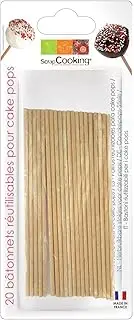 ScrapCooking 5171 Set DE 20 Bâtonnets pour Cake Pops Bois de hêtre Beige 19 x 10,5 x 0,6 cm