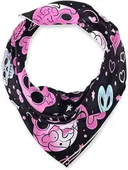 [miaozhen] Silk square cute head wraps for men for evening 35’’ Funny Skull Peach Heart Valentine bufandas para mujer para frio, Funny Skull Peach Heart Valentine