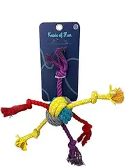 Knots Of Fun Dog Toy Rope Spider Tug 30cm, Orange&Navy&Turquoise - Tug of War Dog Toy, Durable Rope Toy, Chew Toy