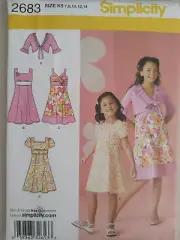 Simplicity Pattern 2683 Girls Dresses Shrug Jacket Sizes 7 8 10 12 14