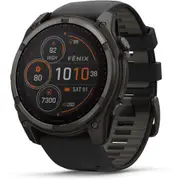 Garmin fenix® 8 51mm SOLAR Sapphire Edition Carbon Grey Titanium with Black + Pebble Grey Band