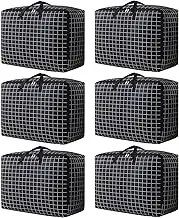 Yolispa Extra Large Moving Bags, 6 Pack 105L Large Storage Bags with Zips, Storage Box, Waterproof Clothes Storage Bag for Moving House Storage Clothes Bedding Duvet Quilt Blankets