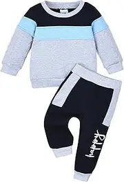 [CETEPY] Baby Boy Clothes Toddler Boy Sweatshirt Patchwork Fall Winter Long Sleeve Shirt Pocket Pants Set 3-24 Months