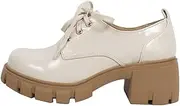 [Soda] Women's JoJo Lace Up Oxford Lug Platform Block Heel Shoes
