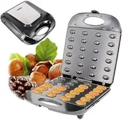 Electric Nut Waffle Maker, Walnut Cookie Maker, 1400W Cookie Baking Walnut Cake Machine, Non Stick Panel Double Sided Heating, Mini Nut Walnut Pastry Set Cookies Baking Tool