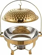 Chafing Dish Buffet Set, Round Stainless Steel Chafer Buffet Server and Warmer Set, Warm -Holding Plate with Lid and Diamond Holder for Wedding, Party, Banquet, Events ~