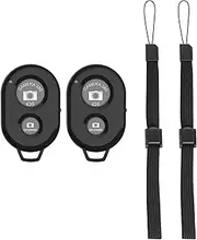 Wireless Bluetooth Remote Shutter Control, Camera Shutter with Wrist Strap for Smartphone, IncludedCompatible with i-OS and Android9 (2PCS, Black)