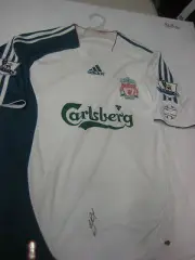 LIVERPOOL- STEVEN GERRARD HAND SIGNED 2006-07 THIRD JERSEY + PHOTO PROOF + C.O.A
