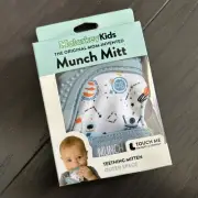 Malarkey Kids Munch Mitt Teething Baby Mitten Pink Shimmer Washable Silicone New