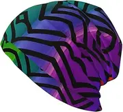 [QMNKLET] Beanie Hats for Men Women Soft Knit Cuffed Beanie Gay Pride Rainbow Pattern Skull Cap Headwear Ski Hat, Black, One Size