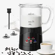 [QEXREED] Electric Milk Frother Cappuccino 400ML 4 in 1 Electric Cappuccino Automatic Milk Frother Silent Operation for Milk Cappuccino Coffee Hot Chocolate