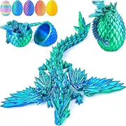 Flying Dragon Eggs, 3D Printed Easter Dragon Egg, Articulated Crystal Dragon Fidget Toy, Toys for Kids, Home Decor, Creative Ornaments, Birthday Gifts, Mystery Mythical Pieces Dragon (Forest Green)