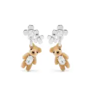 [Yvmin] Yvmin Mini Bear Flower Earrings ONE SIZE SILVER/BROWN