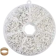 BEADNOVA Silver & Gold Plated Open Jump Rings 3mm 4mm 5mm 6mm 7mm Assortment Value Pack with Long Nose Plier and Jump Ring Tools for Jewelry Making (2600pcs Box Set)