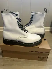 Women's Shoes Dr.Martens 1460 W Eye Leather Boots WHITE SMOOTH Size 9