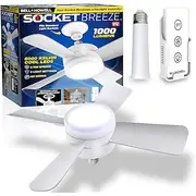 Socket Breeze Modern Ceiling Fans with LED Lights 15 LED E26/E27 Screw Base Mini Light Socket Fan with Cord for Bedroom Living Room Kitchen Balcony