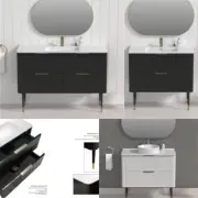 Lindens Wall Hung Matte BLACK 600-1500mm Fluted Panel Vanity Matte Ceramic top