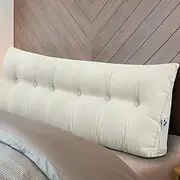 Wenqik Wedge Pillow King Triangular Headboard Bed Reading Backrest Back Support Long Pillow with Removable Cover for Dorm Room Supplies Housewarming Gift(Beige)