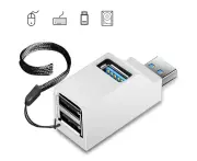 Usb 3.0 3-Port Hub (2 Usb 2.0 + Usb 3.0), Data Hub，Mini Portable 3-Port Usb Hub-3.0 White