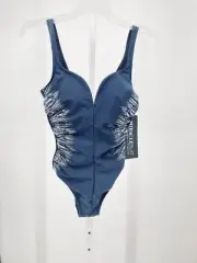 Miraclesuit Silver Shores Temptress One Piece Swimsuit 8 Midnight Blue 6553730