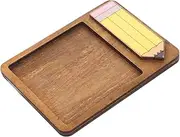 HEALSOPTHY Wooden Memo Pad Organizer Desktop Memo Pads Storage Office Note Pads Dispenser Compact Rustic Design