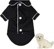 Small Dog Cats Pajamas, Polka Dots Soft Pet Shirts Loungewear Puppy Clothes for Dogs Bulldog Cats Lapel Two-Legged Sleepwear Shirt for Puppy Kitten Kitty (Black, M)
